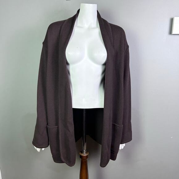 Escada sweater Medium minimalist cardigan brown Shawl‎ Scascata quiet luxury